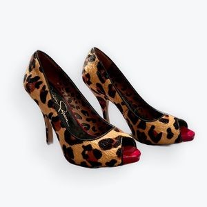 Leopard Print Calf Fur Heels by Jessica Simpson Size 6.5
